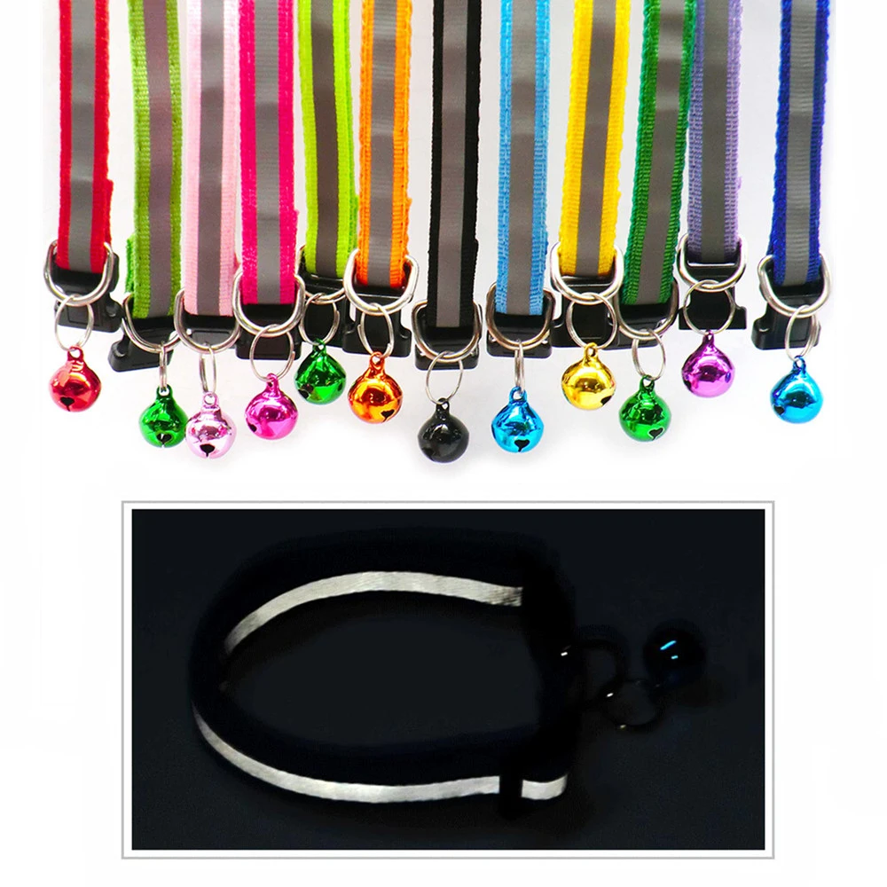 2 Stück/Packung 12 Farben Reflektierende Verstellbare Halsbänder für Katzen und Kleine Hunde mit Glöckchen, Niedliche Haustierzubehör-Kollektion – Detail 12
