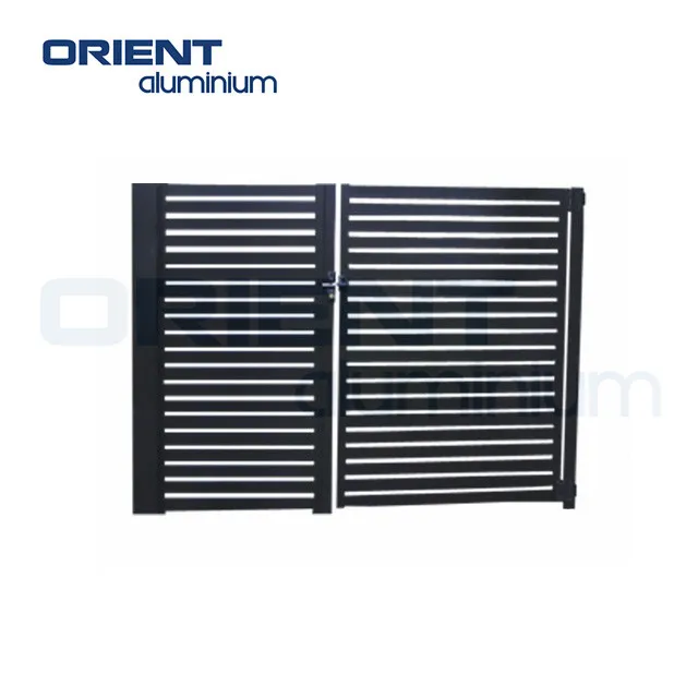 Modern Slat Style Full Privacy Fence and Gate Aluminum Alloy Black Luxury Metal Custom Aluminum Sliding Gate