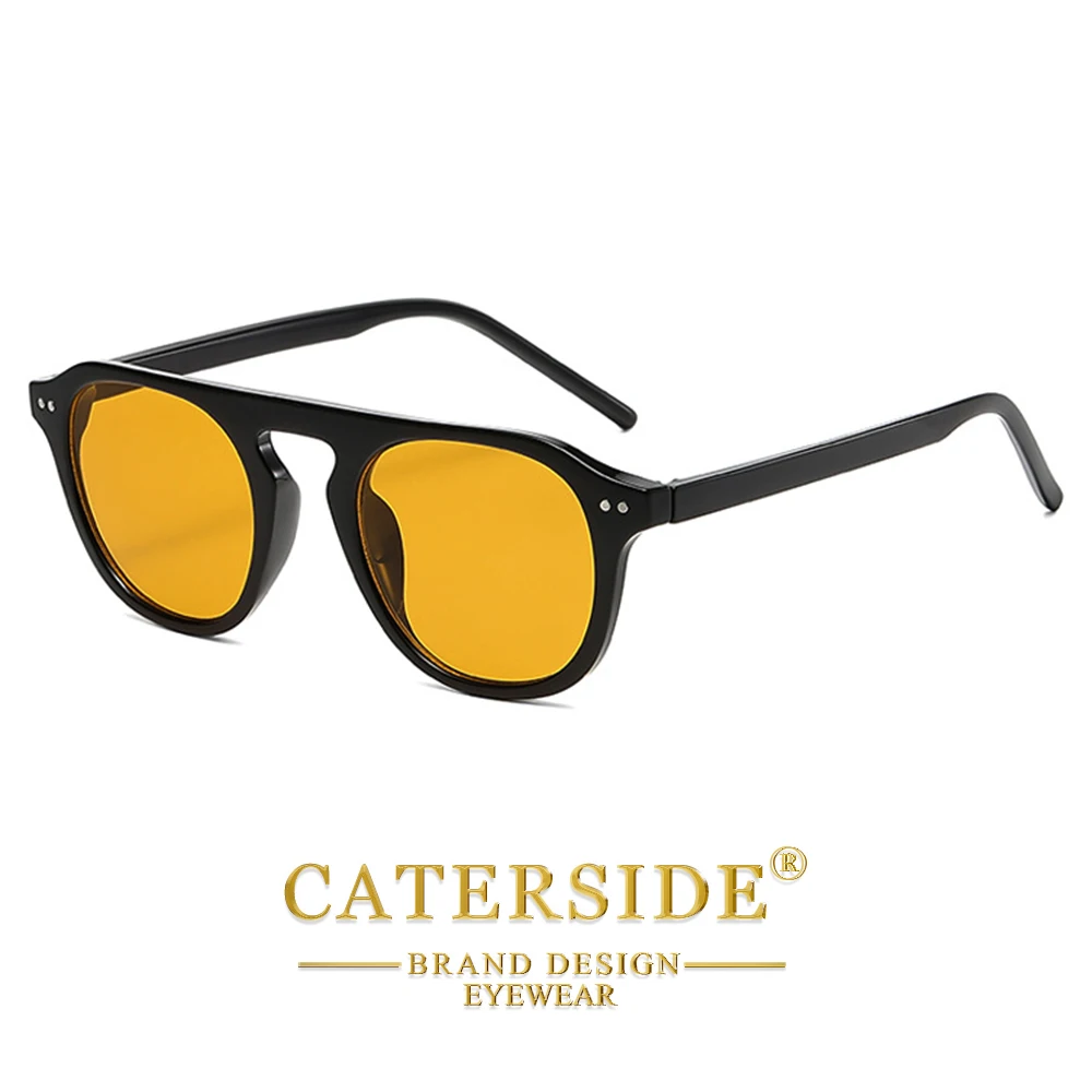 CATERSIDE Neue Herren-Sonnenbrille, hochwertige PC-Sonnenbrille mit rundem Rahmen, Damen-Sonnenbrille für Outdoor-Reisen, Fahren, dekorative Brille, UV400 – Detail 6