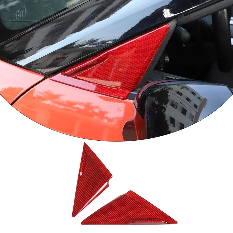 Real Carbon Fiber For Nissan GTR R35 2008-2016 Car Front A-pillar Triangle Decorative Sticker Exterior Decorative Accessories 2