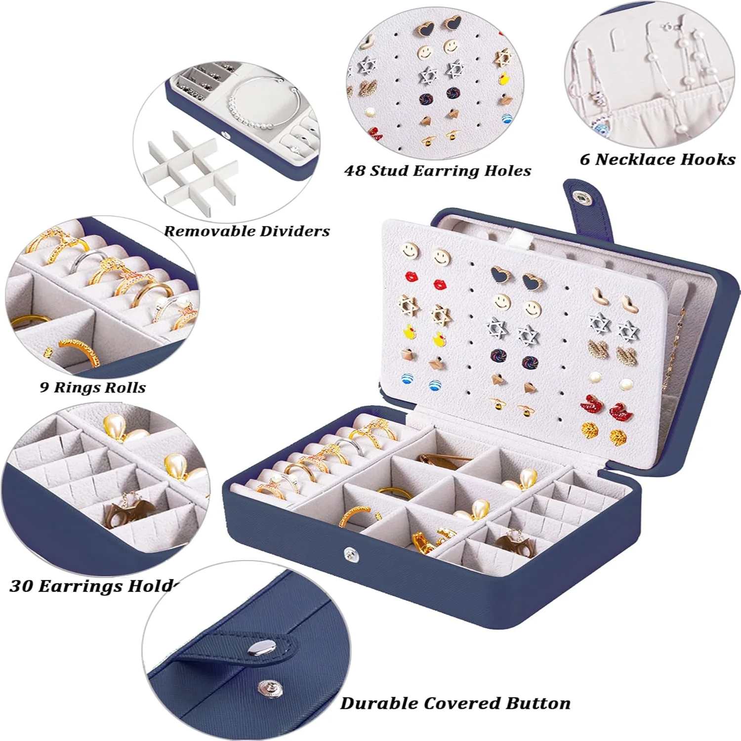 Small Jewelry  for Earrings, Travel Earring Organizer for Girls Earring  Travel Earring Case Organizer Navy Travel Jewelry Boxes