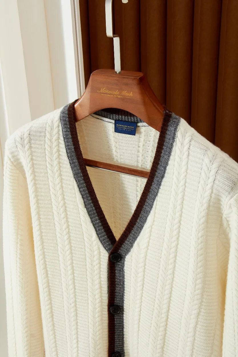 イタリアのオールドマネースタイル 秋冬 カシミヤ混紡 ウール カジュアル カーディガン ウールセーター