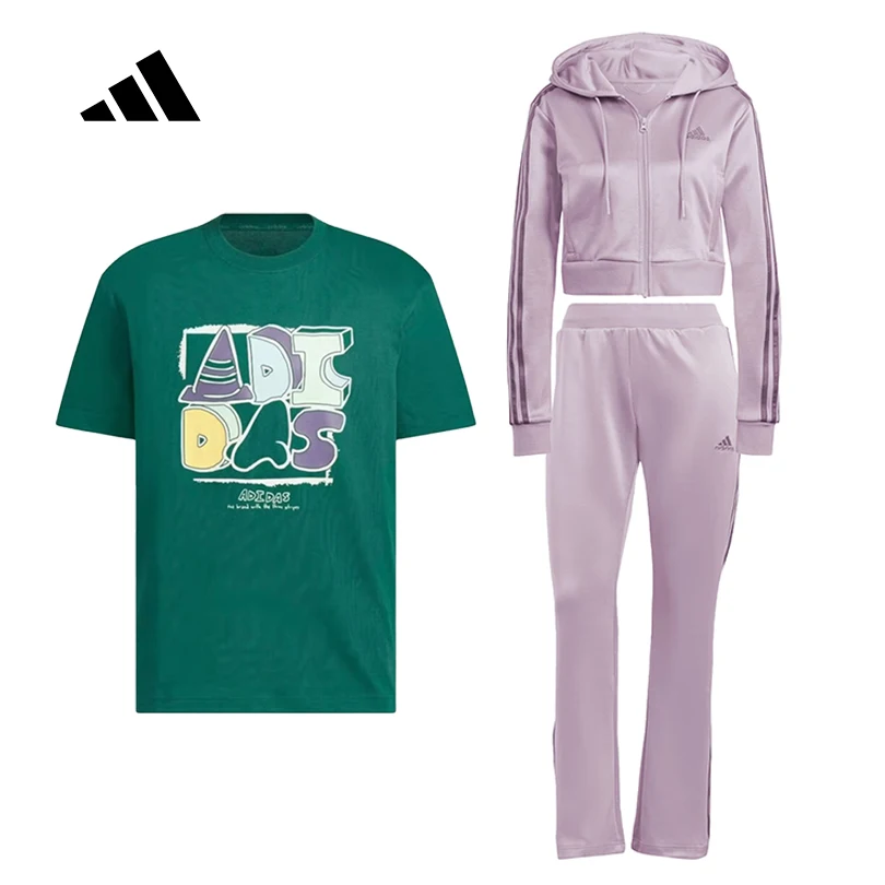 

Adidas Women's Hooded Slim Fit GLAM TRACK SUIT & Crew Neck Short Sleeve T-Shirt Set IS0914 KB2830