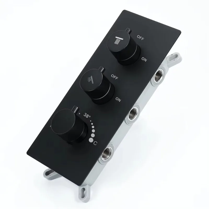 khShower Accessories Two Function Rotary Button Hot and Cold Water Thermostatic Control Switch Brass Black Valve Body