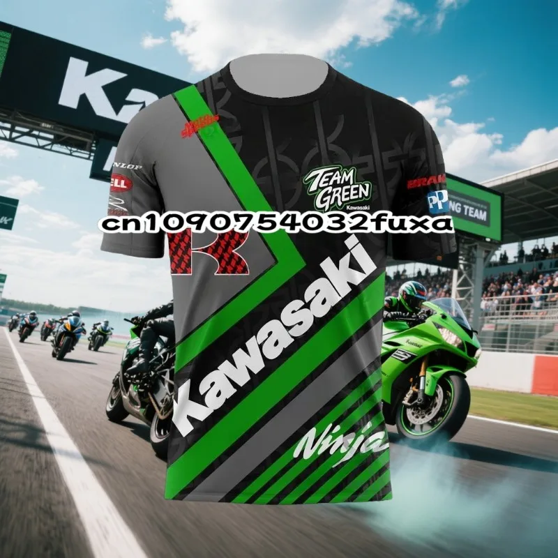 

Kawasaki Motorcycle Competition Men's Quick-Drying T-Shirt Adult Jersey Sports Casual Short Sleeve Off-Road Riding T-Shirt