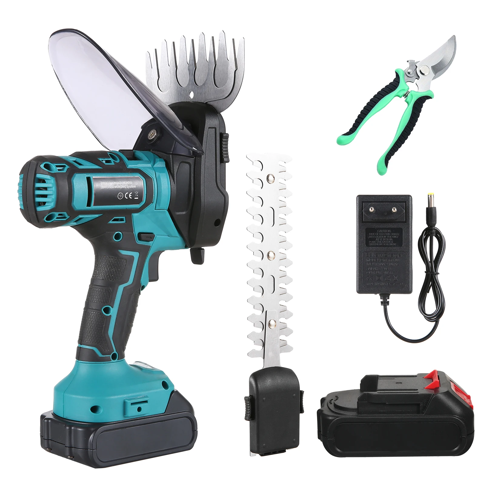 2 in 1 Electric Grass Trimmer Pruning Shears Clippers Power Hedge Trimmers 20V Cordless Grass Shears for Gardening