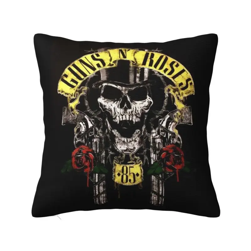 Fashion Guns N Roses 85 Cushion Cover 40x40cm Polyester Heavy Metal Pillow Case for Car Square Pillowcase Home Decorative