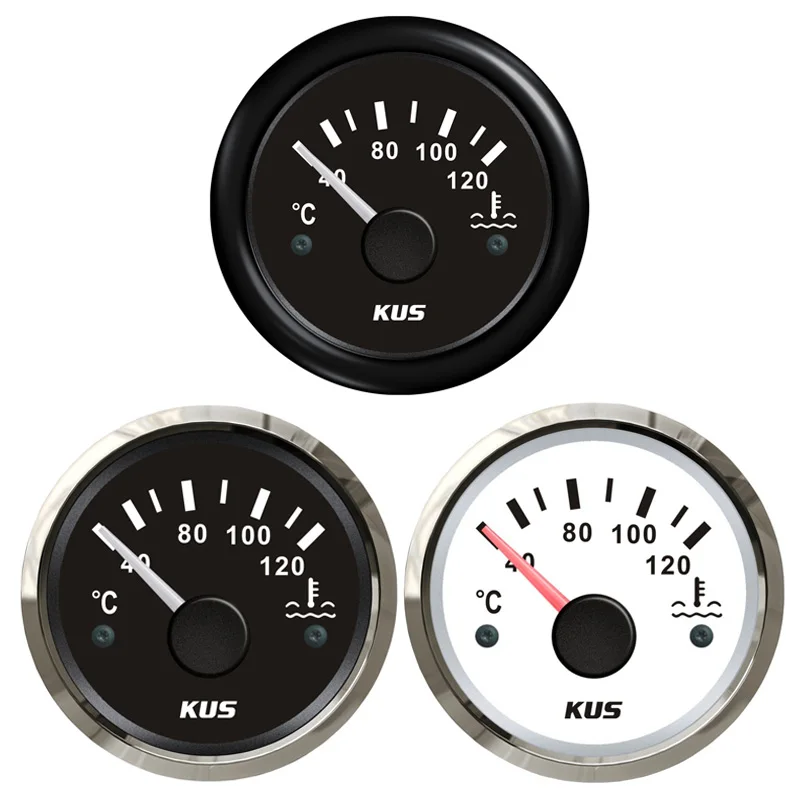 KUS Auto Instrument Panel Water Temperature Gauges 52mm 40-120℃ Show Black Water Temp Meters Red /Yellow Backlight