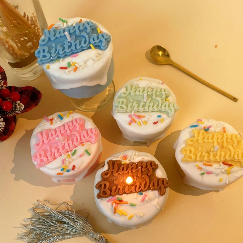 

Happy Birthday Letter Cake Cream Scented Candle Romantic Gift Creative Cute Birthday Party Simulation Decorative Ornament