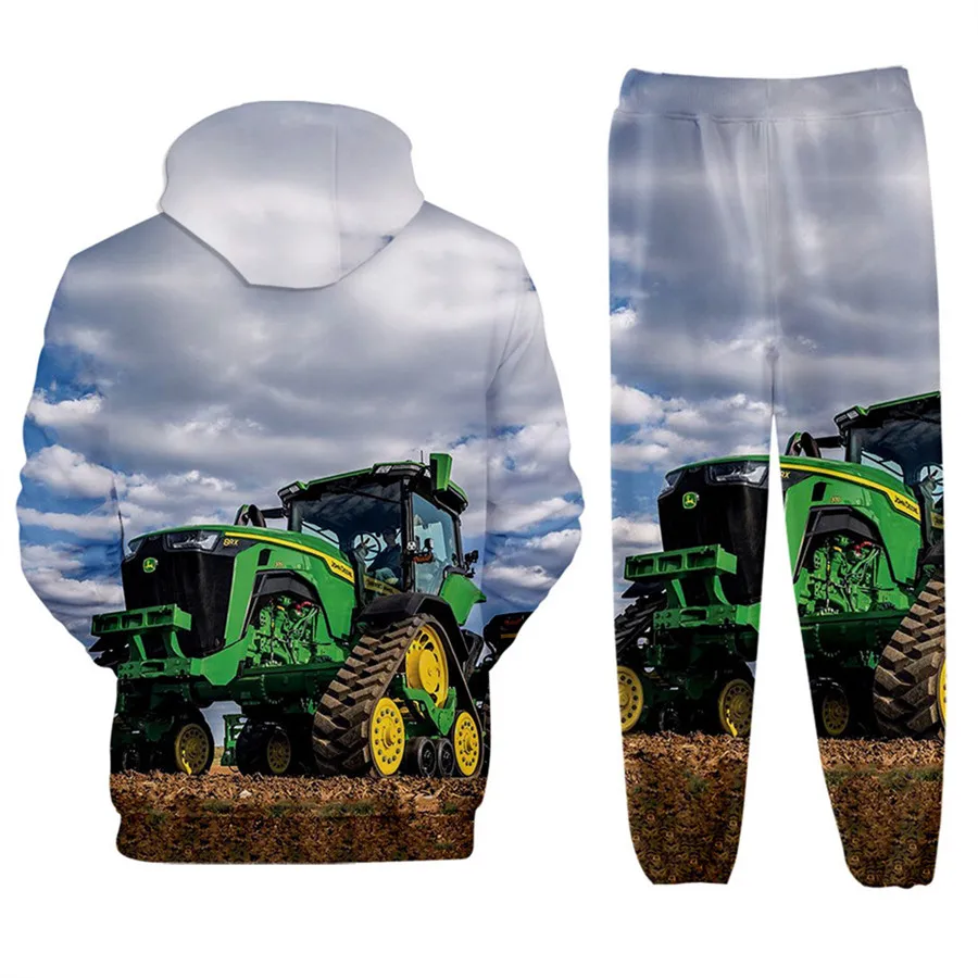 Novelty Tractor Pattern Car 3D Print Sweatshirt Sweatpants Suit Women's Hoodies+ Trousers Suit Cute Girls 2 Piece Set Clothes