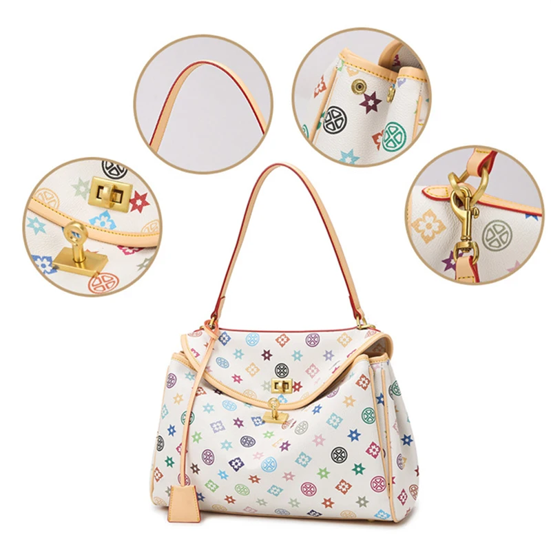 العلامة التجارية الدوبامين اللون حمل حقيبة خفيفة فاخرة عالية الجودة سعة كبيرة حقيبة كتف حقيبة يد أنيقة حقيبة نسائية متعددة الاستخدامات #3