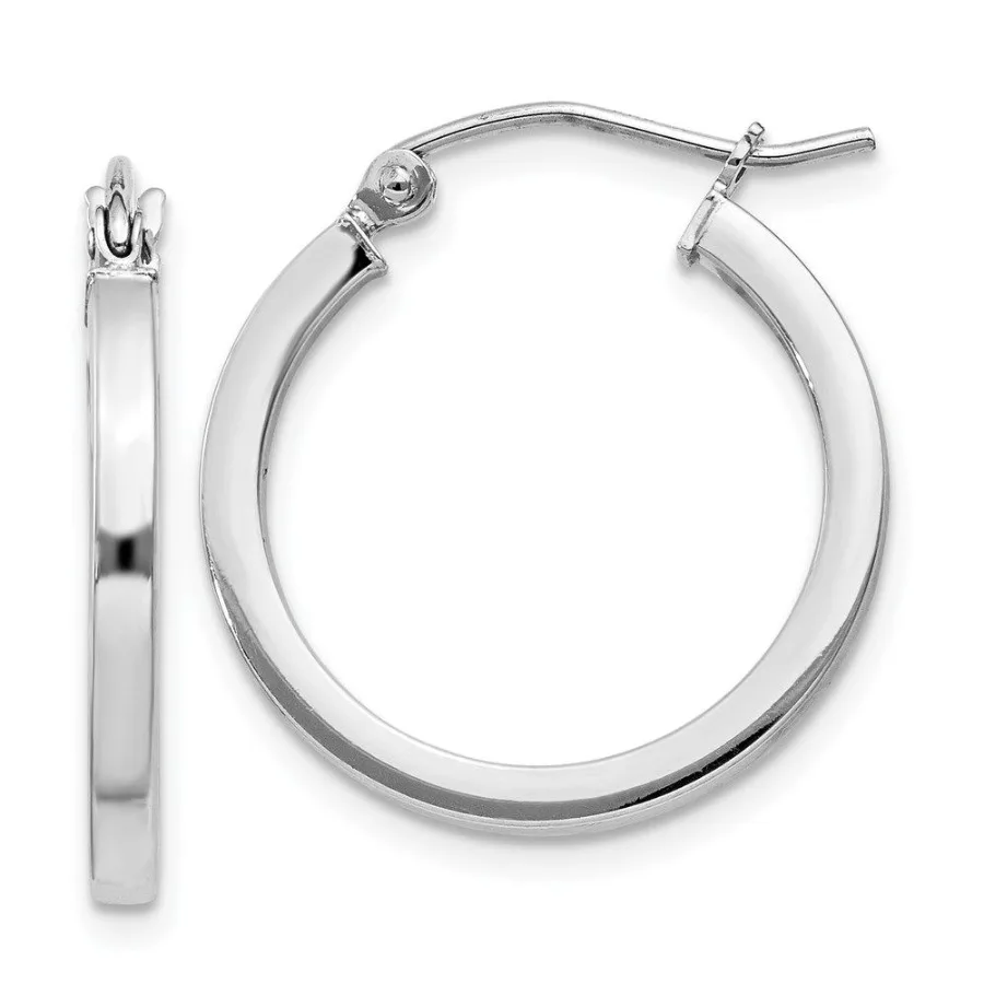 

Sterling Silver Rhodiumplated 2x20mm Square Tube Hoop Earrings