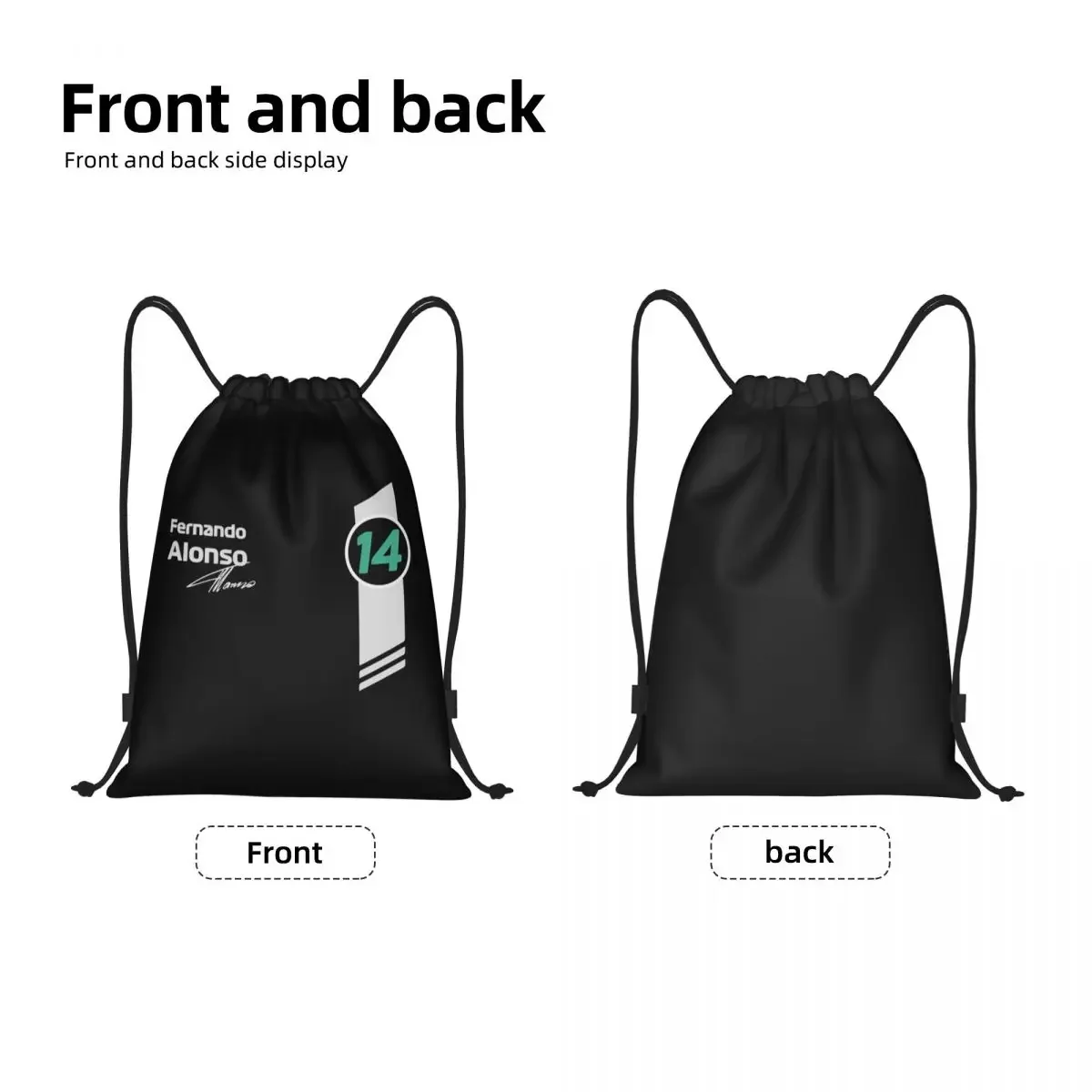 Alonso 14 Drawstring Backpack Sports Gym Bag for Women Men F-1 Sport Car Racing Shopping Sackpack