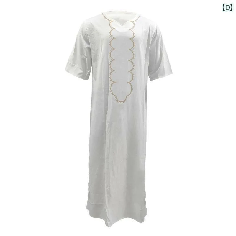 Jubah Muslim 2025 Jubah Islami Harian Pria Musim Panas Jubba Thobe Lembut Pria Jubah Timur Tengah Cetak 3D Longgar Lengan Pendek