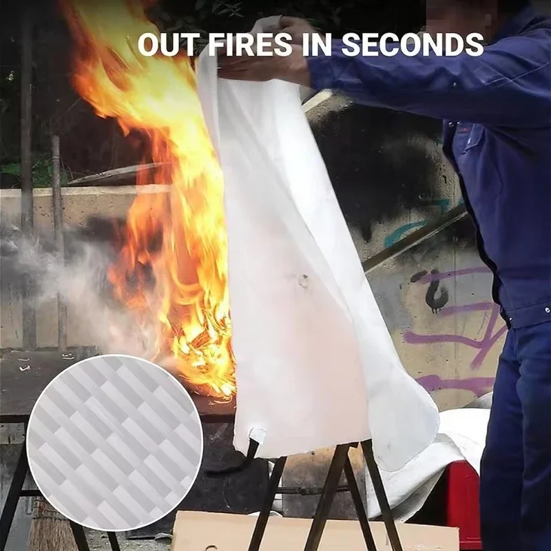 1/1.5M Fire Blanket Emergency Fire Blanket Fiberglass Flame Retardant Suppression Blanket for Home Kitchen Safety Survival Cover