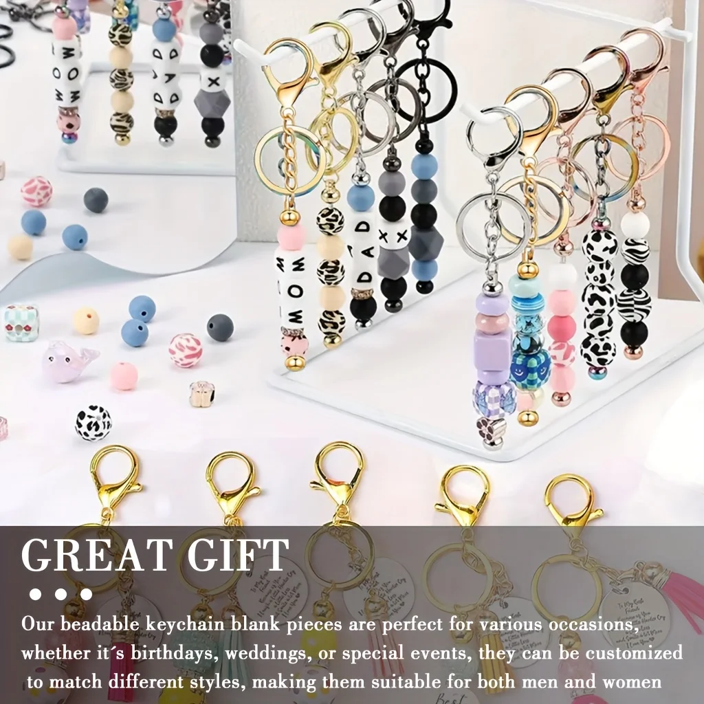 Blend Color Blank Beadable Key Rods for DIY Keychain Making