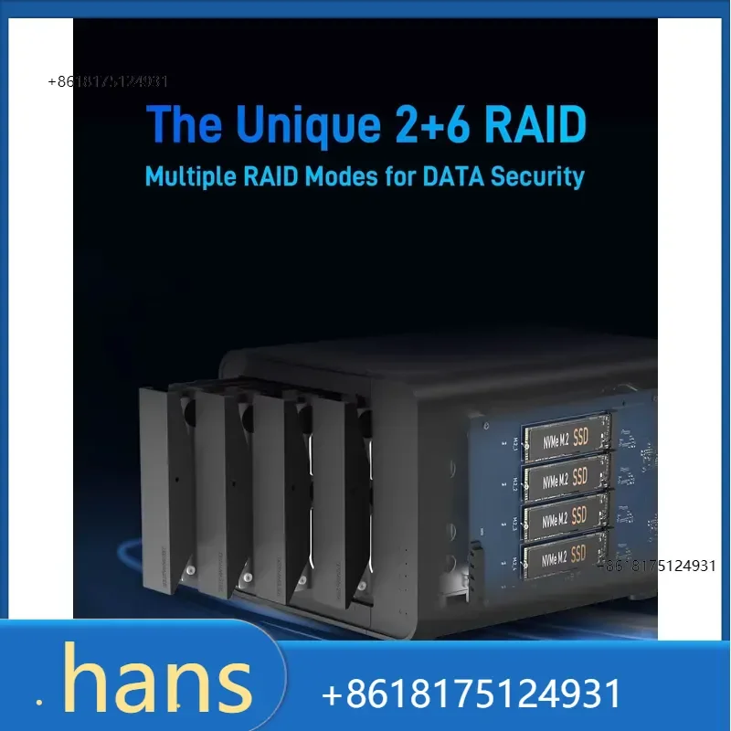 2026 Factory Direct Sales TERRAMASTER D8 Hybrid 8-Bay Hybrid RAlD Enclosure USB 3.2 Gen 2 10Gbps Type C Storage Supports RAID