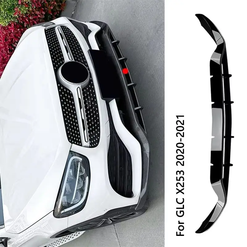 For Mercedes Benz GLC X253 C253 W253 Coupe 2020-2022 Year Front Bumper Lip Spoiler Splitters Diffuser Black Carbon Fiber Pattern