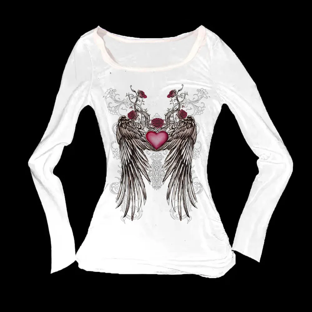 ملابس علوية بأكمام طويلة 2000s ملابس نسائية 90s ملابس نسائية عتيقة ملابس نسائية طويلة ملابس جمالية لطيفة بطباعة الرسوم المتحركة