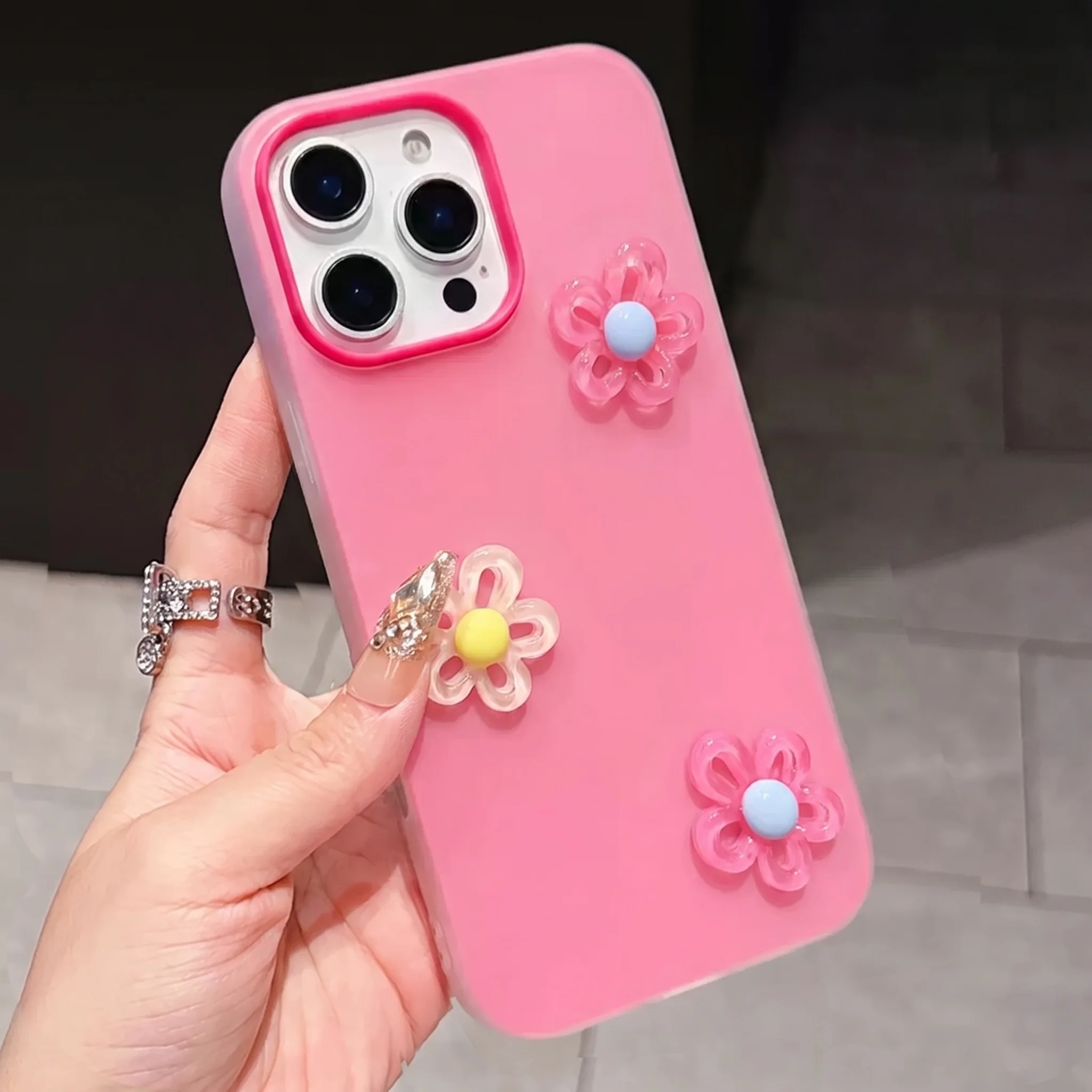 Bonbonfarbene 3D-DIY-Blumen-Handyhülle mit Lanyard für Xiaomi 14T 15T Pro 17 Pro Max 15 Pro 11 Lite 5G Stoßfeste Weiche INS-Hülle – Detail 2