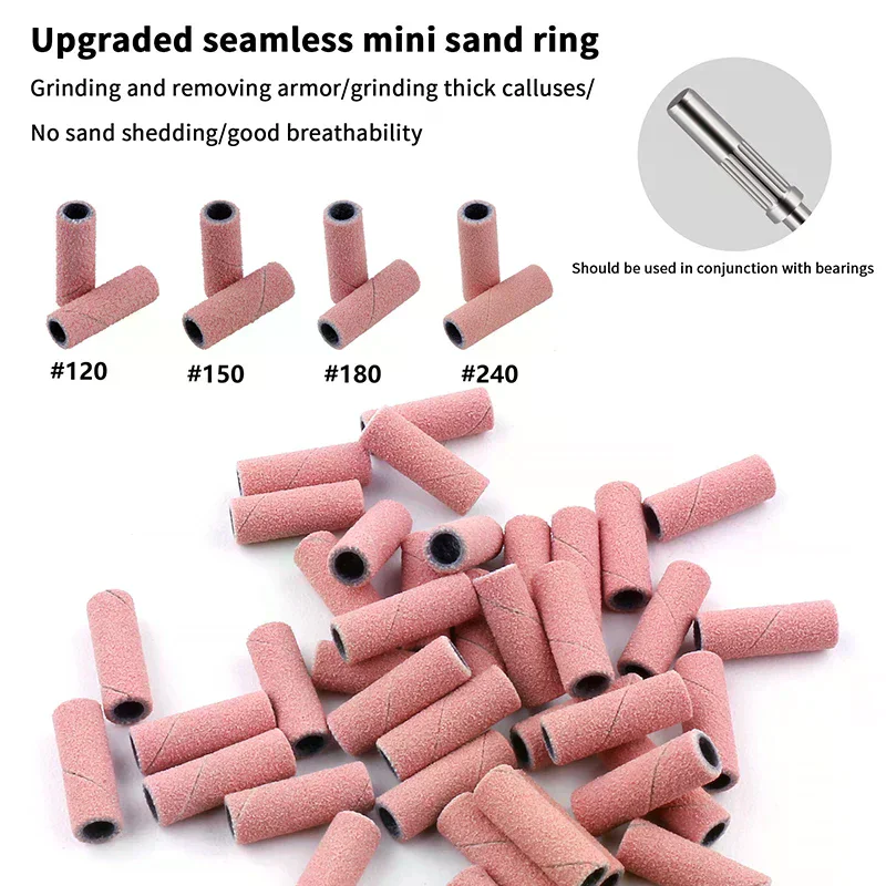 Nail Mini Sanding Ring Bands 3MM Electric Manicure Nail Drill Bits 120/150/180/240 Grit Gel Nail Polish Removal Manicure Tool