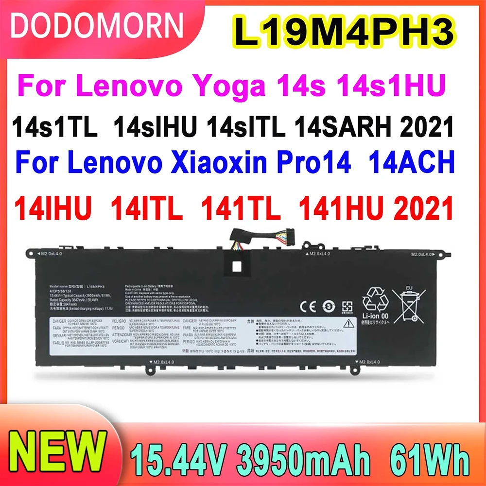 DODOMORN Новый аккумулятор для ноутбука L19M4PH3 для Lenovo Yoga 14S 2021 PRO 14 15,44 V 61WH 3950mAh Series Notebook