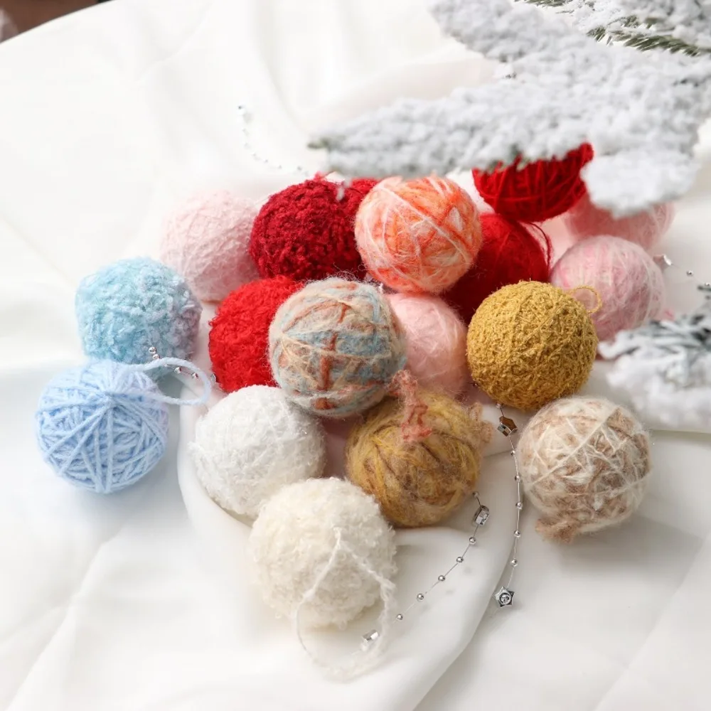 

50Pcs Random Color Christmas Yarn Ball Hand-wound Woolen Ball Christmas Ball Decoration DIY Colorful Tree Hanging Pendant