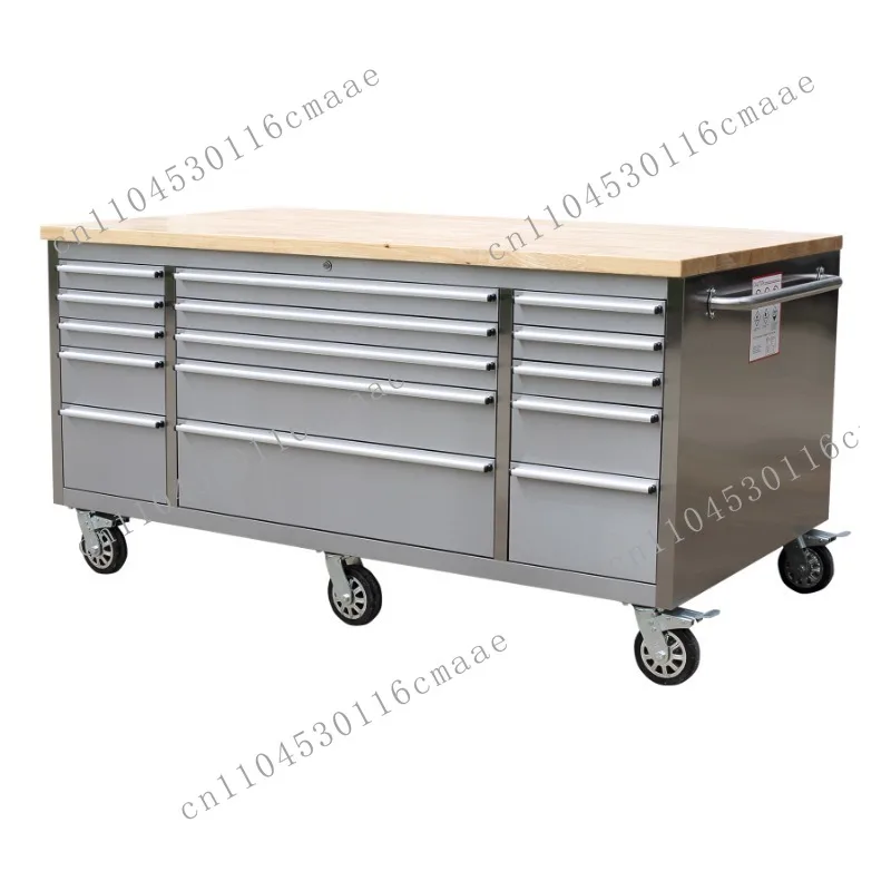 NEW  72-Inch Stainless Steel Tool Trolley With 15 Drawers & Sliding Doors