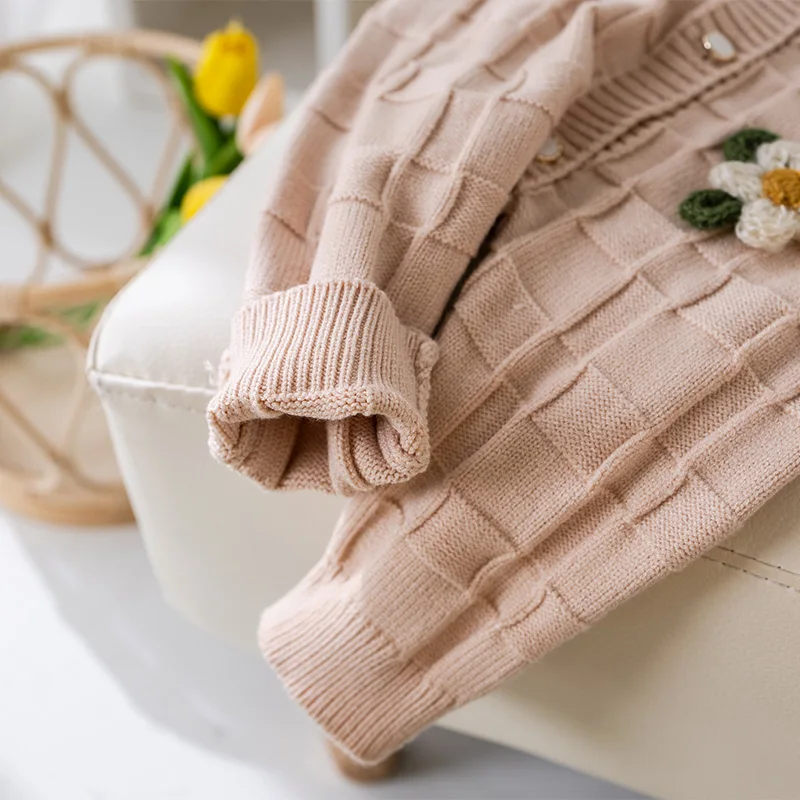 Newborn Infant Toddler Baby Girls Jumpsuit Soft Knit Romper Long Sleeve With a hat Flower Fall Winter Warm Christmas Clothing