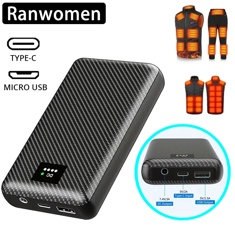 40000mAh Powerbank DC Heating Portable Mobile Power Supply for Heating Vest Jacket Gloves Electric Heating Equipment Power Bank