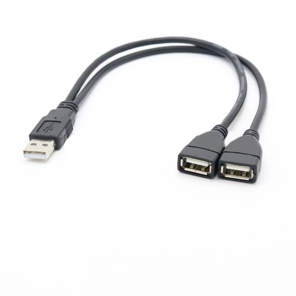 USB Carregamento Cabo de Alimentação Extensão, Data Hub Adaptador de Alimentação, Y Splitter, Dual USB Feminino, 2.0 A, 1-10Pcs