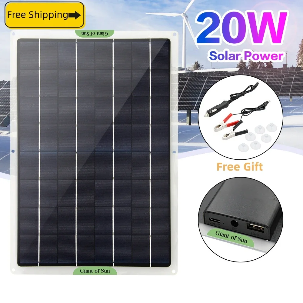 

Solar Panel 5V 5/10/20W Power Bank For Cell Phone Outdoor Waterproof Usb Battery Charge For Camping Outdoor charger Accessories