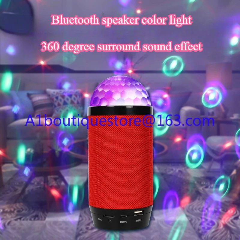 Charging outdoor bluetooth stereo, small mini speaker with colorful lights, colorful luminous flash lights, music ambient lights