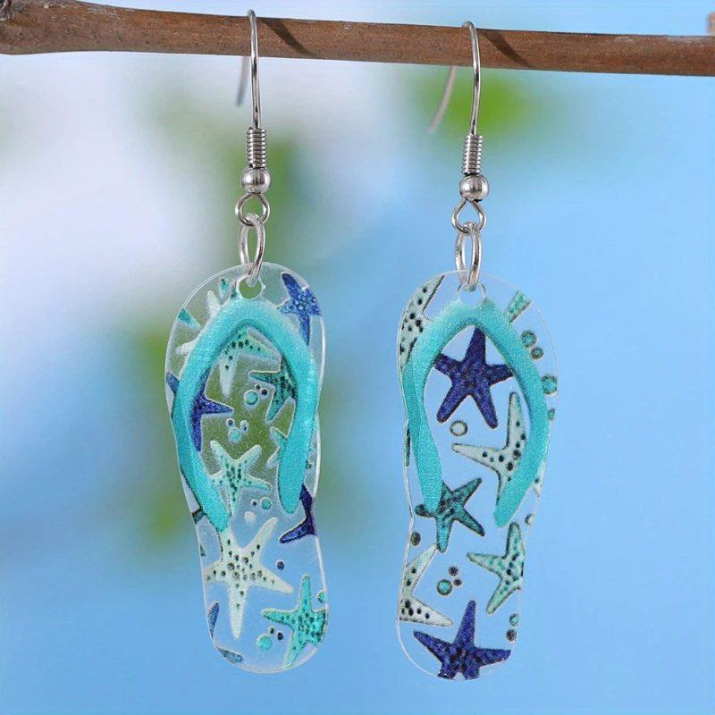 Ocean Style Drop Earrings Women Acrylic Faux Flip Flops Design Seaside Casual Party Accessories Perfect Summer Vacation Jewelry