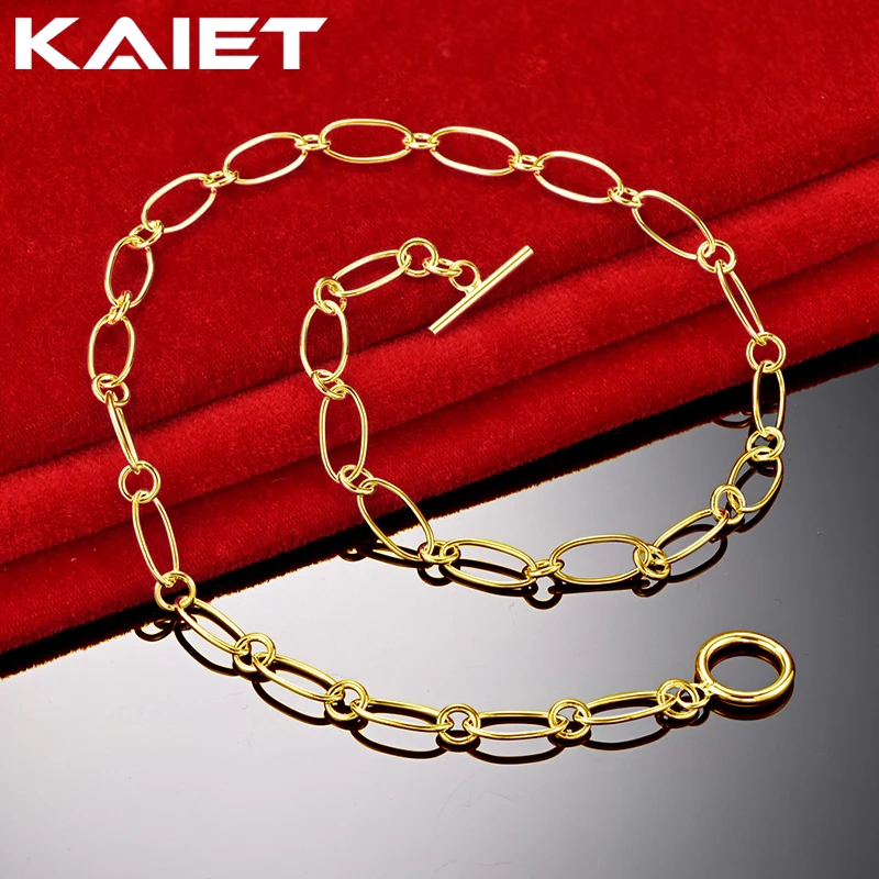 KAIET 925 Sterling Silver Simple Chain Necklace Plated With 18K Gold Wedding Party For Women Charm Fine Jewelry