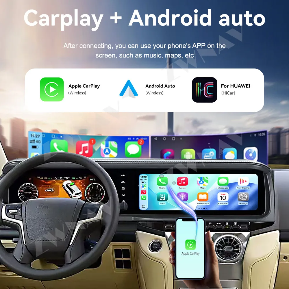 Crystal Android 13 Car Radio For Toyota RAV4 2007-2012 Dual 12.3 Inch HD Touch Display CarPlay GPS Dashboard Modification Kit