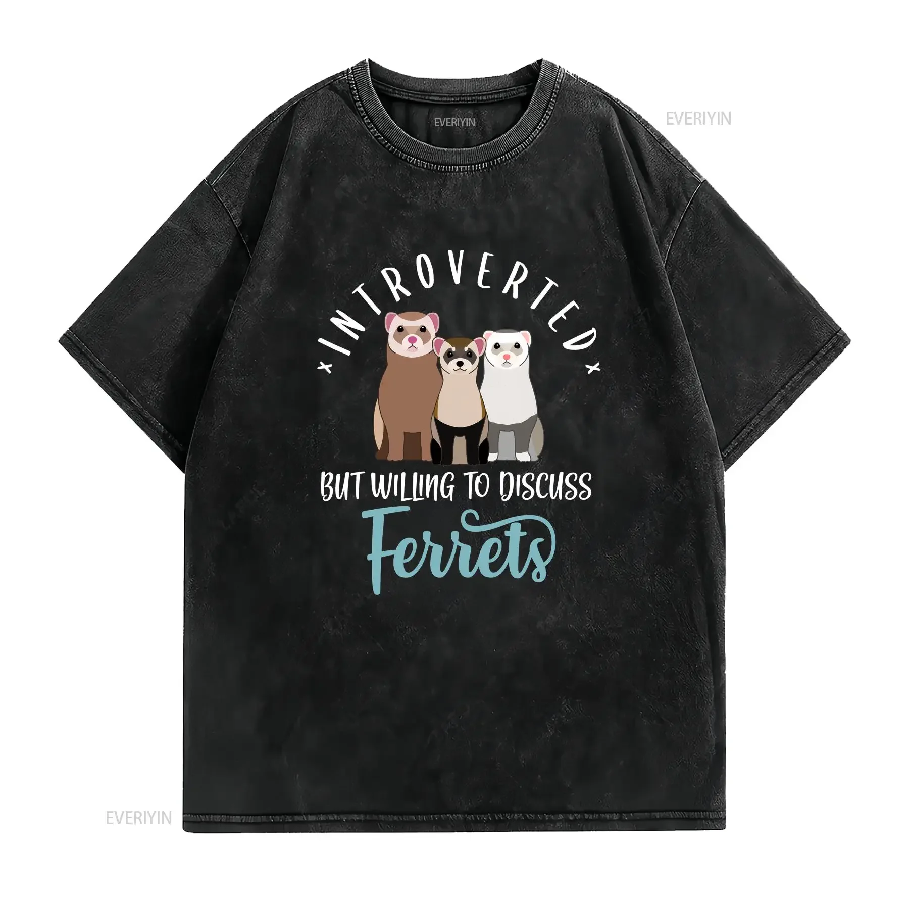 Funny FerreT T Shirt Lover Cute Mom Pet Tops Introvert Introverted vintage Washed Stylish Breathable Comfortable