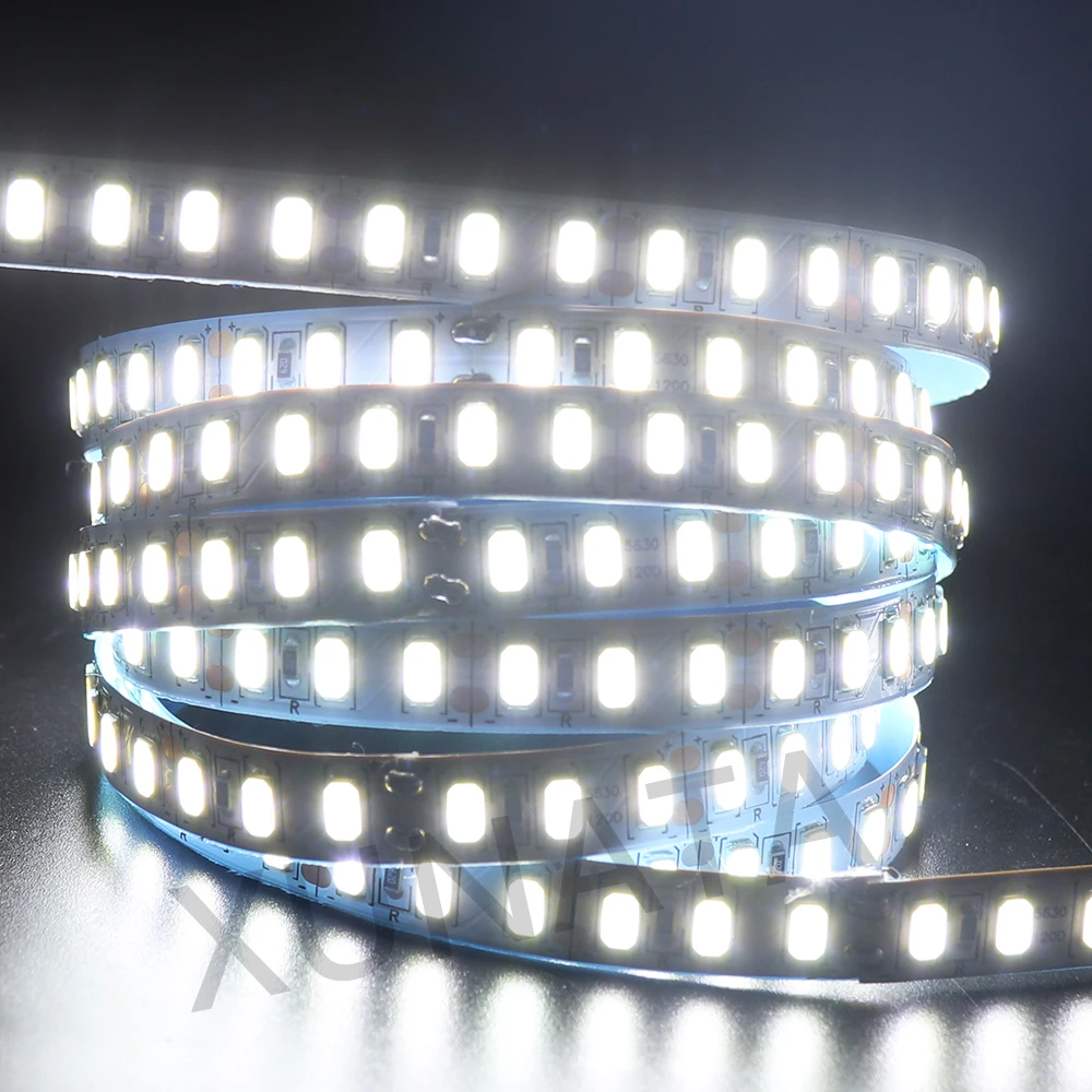 Ultra jasny SMD 5730 5630 LED Strip DC 12V 120 Leds/M ciepłe/naturalna biel elastyczne taśma wstążkowa sznur oświetleniowy do wystroju domu 5M