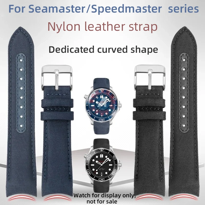 

Nylon leather strap 20mm 22mm For Omega Seamaster Speedmaster curved nylon bracelet canvas writtband men's accessories Blue tool