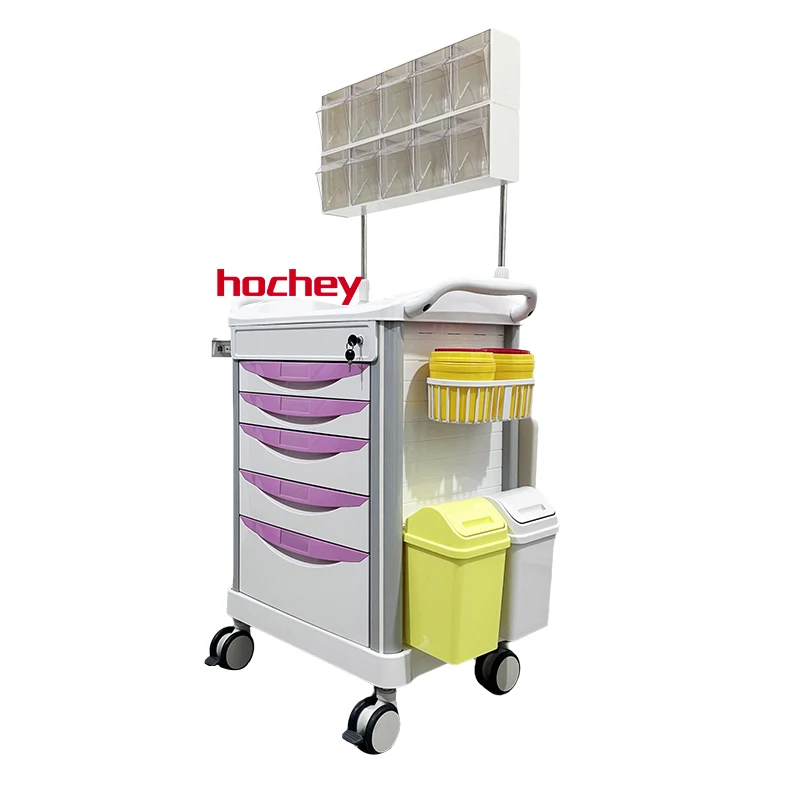 Hochey Hospital ABS Mobile  Cart Multi-function Emergency Trolley for Patient Monitoring Anesthesia and Dental Clinic Use