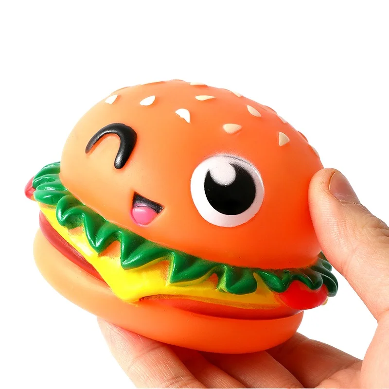 

Pet Supplies Dog Toy Vinyl Voice Emoticon Hamburger Dog Toy Dog Training Pet Enjoy Self Toy All Products for Pets Wholesale