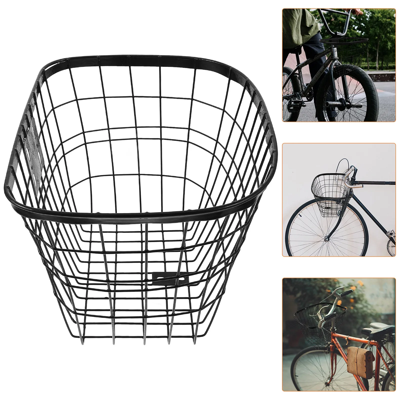 

Sturdy Basket for Electric Bikes Detachable Metal Bicycle Basket Portable Front Rack Bike Accessories