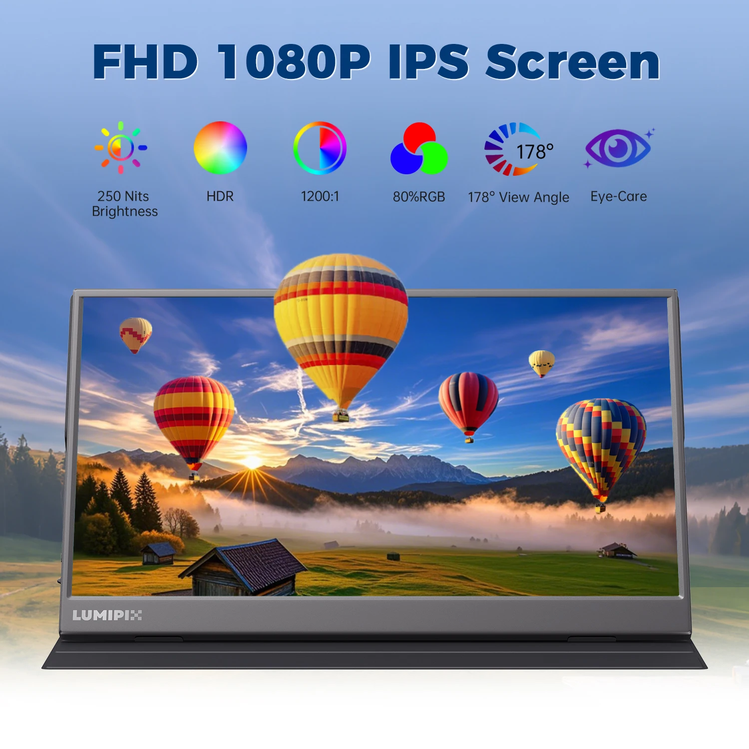 شاشة محمولة 15.6 بوصة 1080P FHD IPS شاشة عرض الألعاب مع USB-C وHDMI، شاشة ثانية خارجية رفيعة للغاية