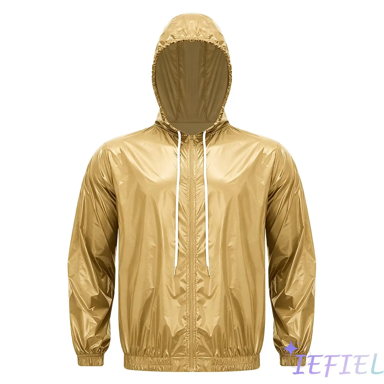 

Waterproof Raincoat for Men Hooded Long Sleeve Front Zip Up Drawstring Hood Windbreaker Jacket Top for Hiking Biking Coat Outfit
