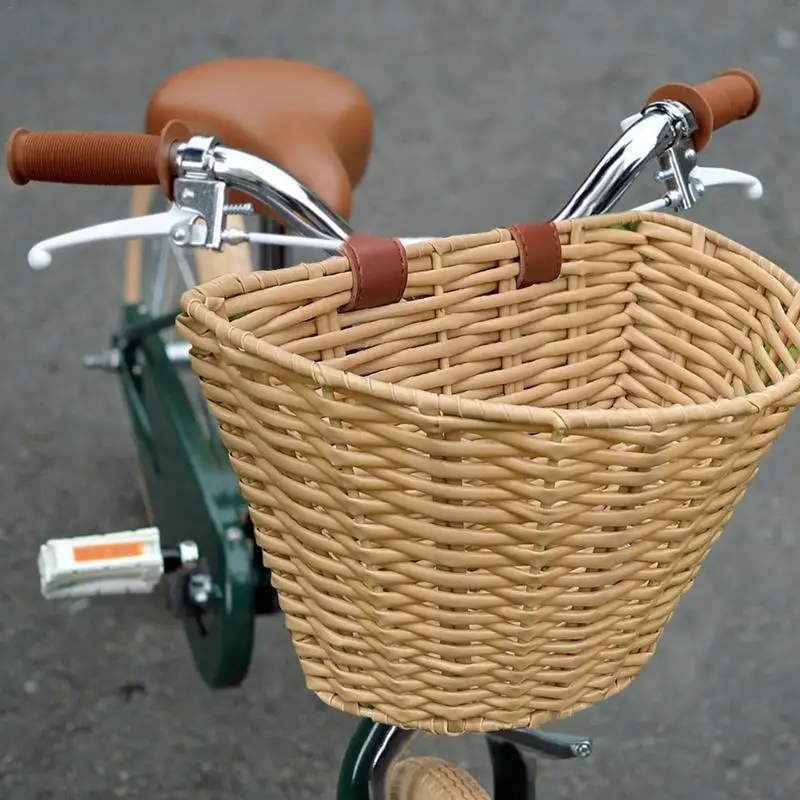 Bicycle Front Basket  Waterproof Durable Bicycle Handlebar Case Hand-woven bicycle basket wicker for  adult and children adult