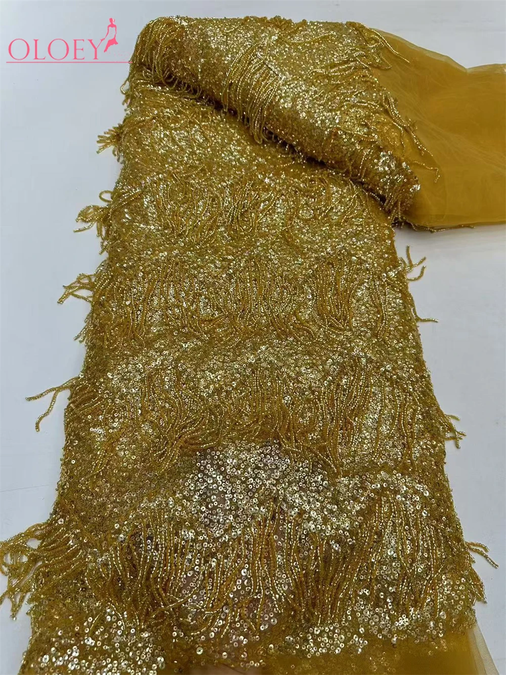 New High-End Luxury French Embroidery Heavy Groom Lace Fabric African Nigerian With Sequins Fabric For Wedding