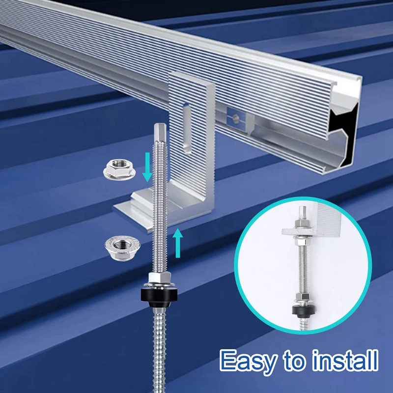 Bulloni appendiabiti in acciaio inossidabile M10 X 200 Mm, preassemblati, V2A, regolabili in altezza, per tetti di montaggio solare fotovoltaico, confezione da 8