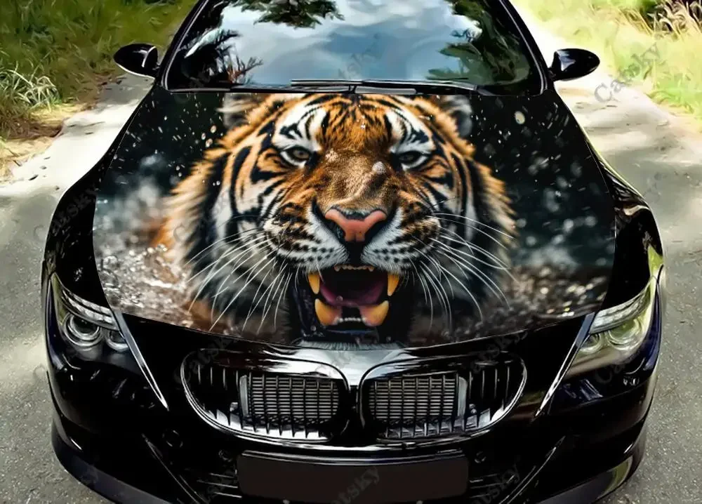 

Wild Animal Fantasy Tiger Car Hood Vinyl Stickers Wrap Vinyl Film Engine Cover Decals Sticker Universal Car Hood Protective Film