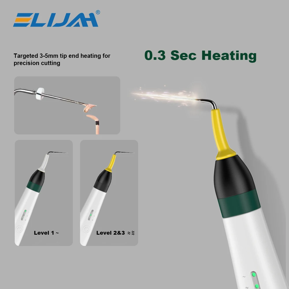 ELIJAH Dental 0.3Sec Fast Cutting Heating Pen with 2 Needles Root Canal Heated Gutta-Percha Obturation 3 Adjustable Levels Tools