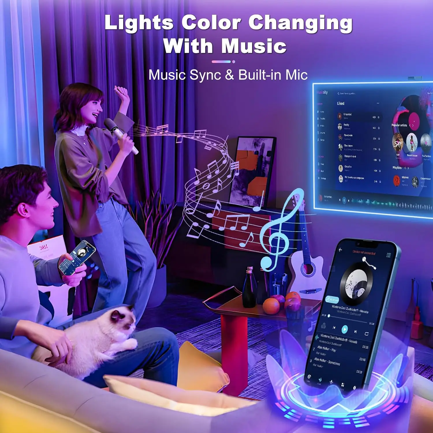5V USB LED-Lichtstreifen für Räume mit App-Steuerung, flexibles Band 5m/10m/20m, LED-Band für Raum- und Schlafzimmerdekoration – Detail 4